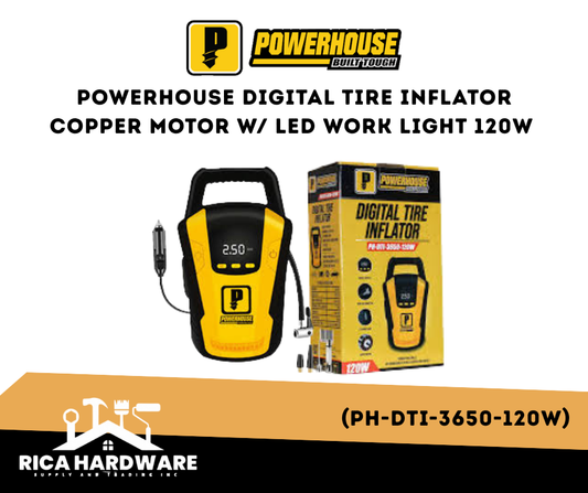POWERHOUSE DIGITAL TIRE INFLATOR COPPER MOTOR W/LED WORK LIGHT 120W (PH-DTI-3650-120W)