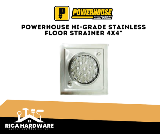 POWERHOUSE HI-GRADE STAINLESS FLOOR STRAINER 4x4"