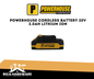 POWERHOUSE CORDLESS BATTERY 20V 2.0AH LITHIUM ION PH-XBT-2000MAH