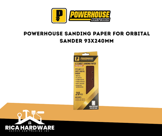 POWERHOUSE SANDING PAPER FOR ORBITAL SANDER 93X240MM