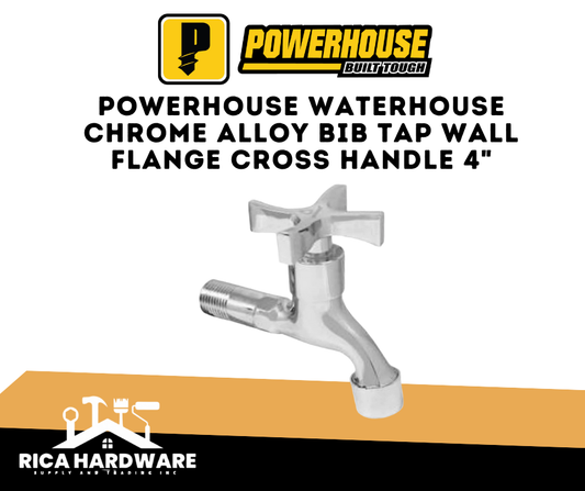 WATERHOUSE CHROME ALLOY BIB TAP WALL FLANGE CROSS HANDLE 4" (WH-230322)
