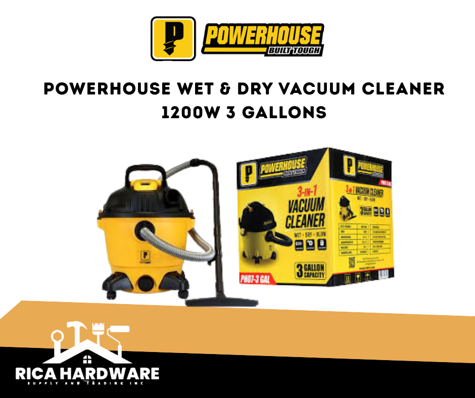 POWERHOUSE WET & DRY VACUUM CLEANER 1200W 3 GALLONS