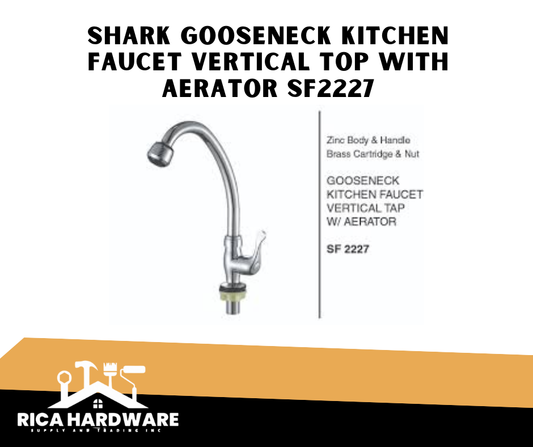 SHARK GOOSENECK KITCHEN FAUCET VERTICAL TOP WITH AERATOR SF2227