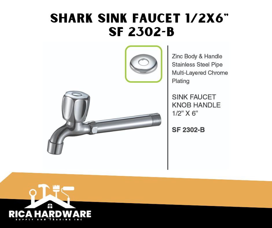 SHARK SINK FAUCET 1/2X6" SF 2302-B