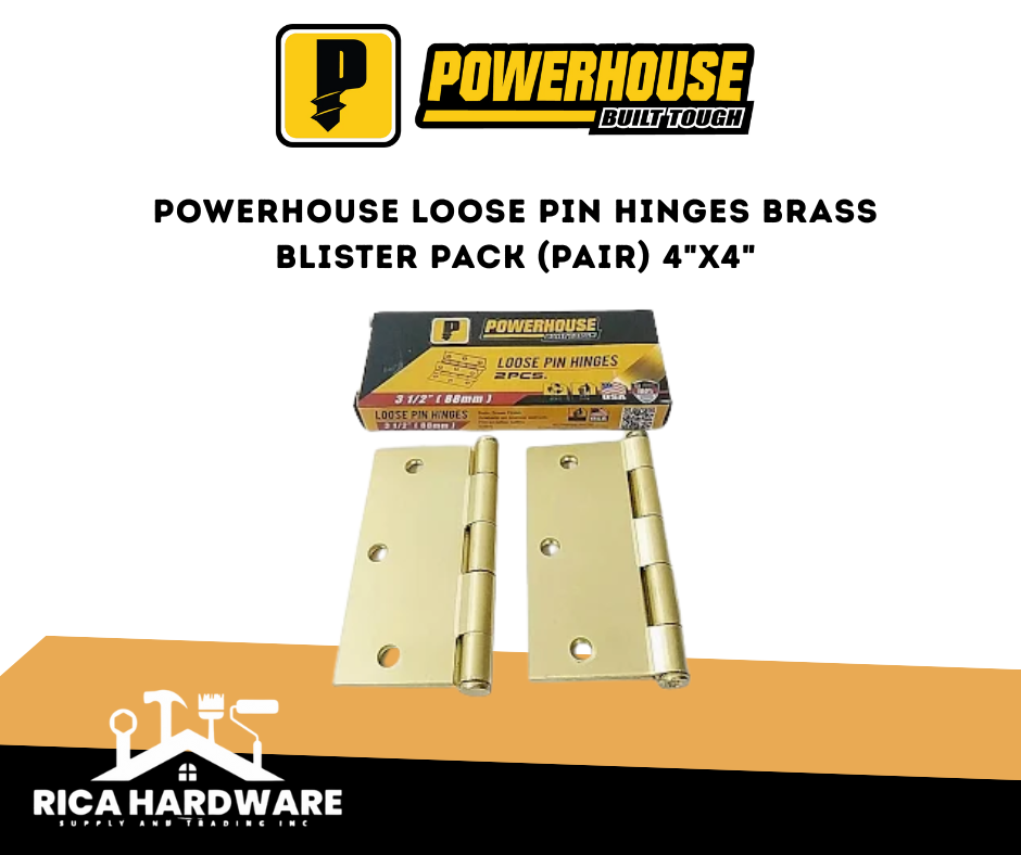 POWERHOUSE LOOSE PIN HINGES BRASS BLISTER PACK (PAIR) 4"X4"