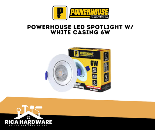 POWERHOUSE LED SPOTLIGHT W/ WHITE CASING 6W (PHESWC-WHT-RND-6W-DL)