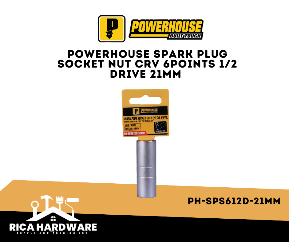 POWERHOUSE SPARK PLUG SOCKET NUT CRV 6POINTS 1/2 DRIVE 21MM PH-SPS612D-21MM