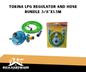 TOKINA LPG REGULATOR AND HOSE BUNDLE 3/8"x1.5M