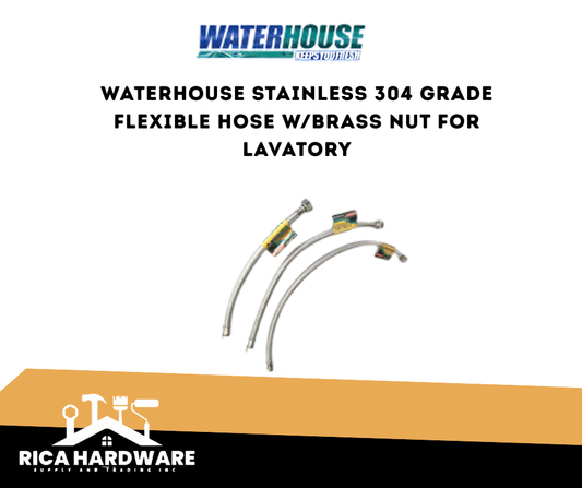 WATERHOUSE STAINLESS 304 GRADE FLEXIBLE HOSE W/BRASS NUT FOR LAVATORY