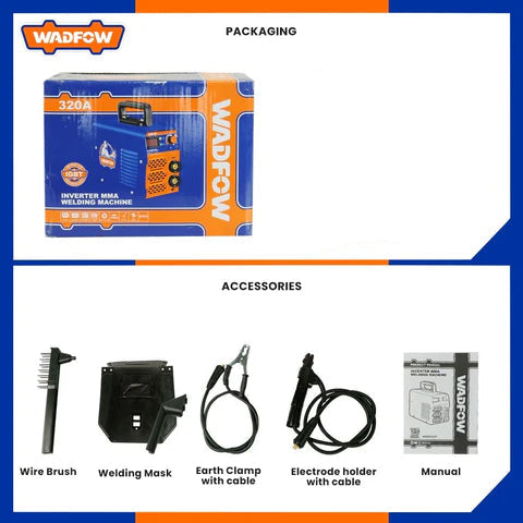 WADFOW INVERTER  WELDING MACHINE MMA 320AMP  (WWD8320P) W/FREE ANGEL GRINDER 800W (WAG35802P)