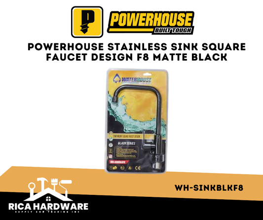 WATERHOUSE STAINLESS SINK SQUARE FAUCET DESIGN F8 MATTE BLACK (WH-SINKBLKF8)