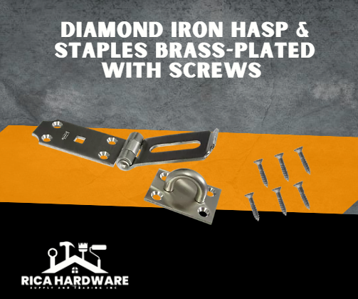 DIAMOND IRON HASP & STAPLES BRASS-PLATED WITH SCREWS